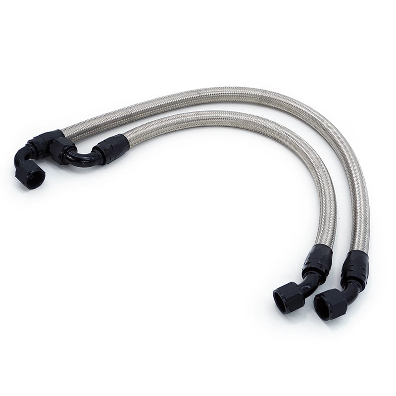PHR -12AN Breather Lines For SC300 - OEM 2JZ-GE Valve Covers, Black braided with Black hose ends, -12AN Grommet PCV Adapter, -12AN Press-In Fitting