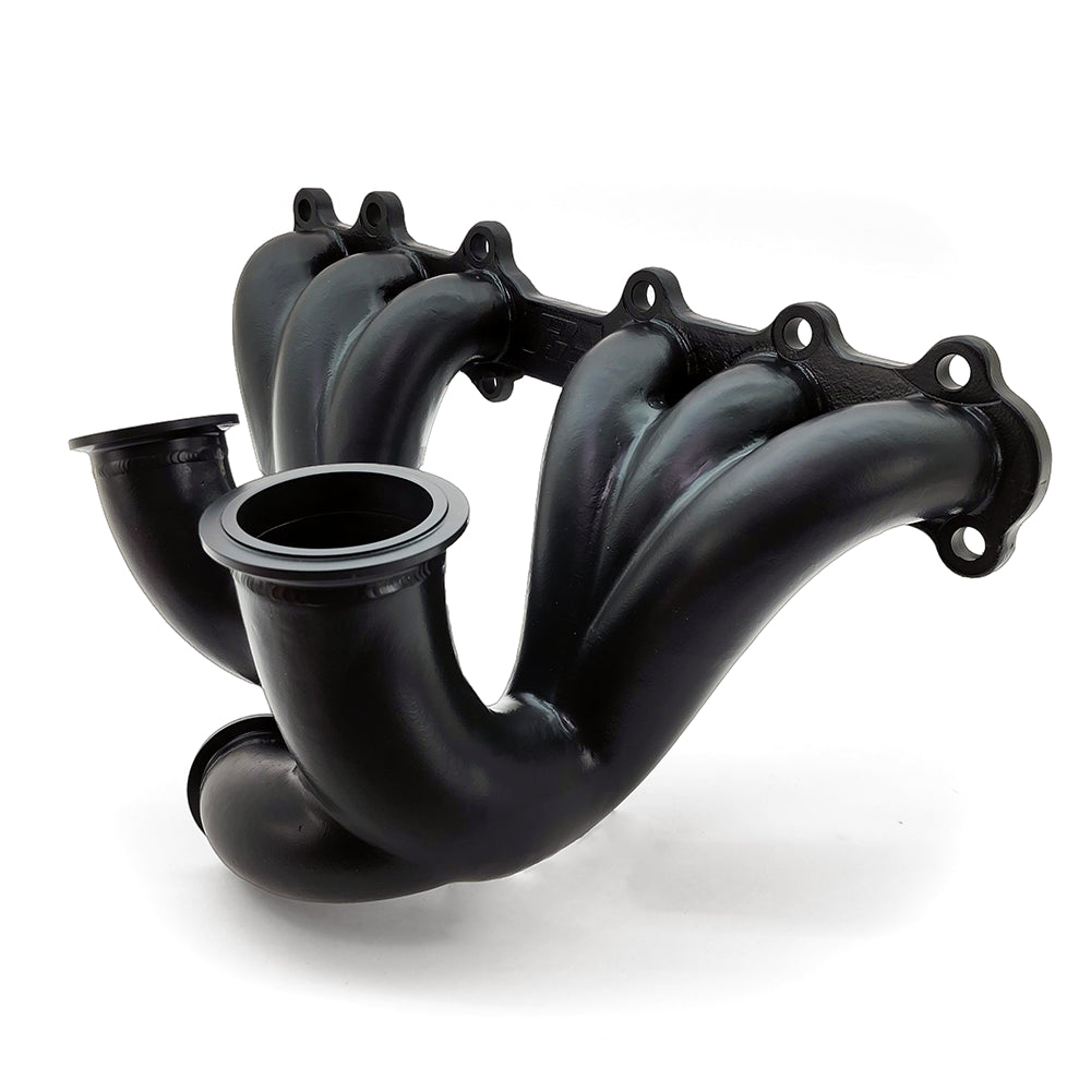 PHR V1 Turbo Manifold for 2JZ-GTE - Single Scroll, Precision VH5 (Sportsman) V-band Inlet/Outlet (VB4.74 Flange), (D) Dual wastegate, Dual Gate 44, 45 or 46mm, Coat Manifold 2000 Degree Black