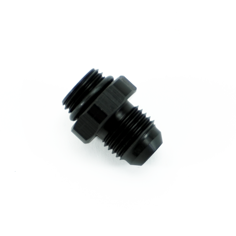 -6ORB Male to -6AN Male Fitting, Straight, Aluminum, Anodized Black