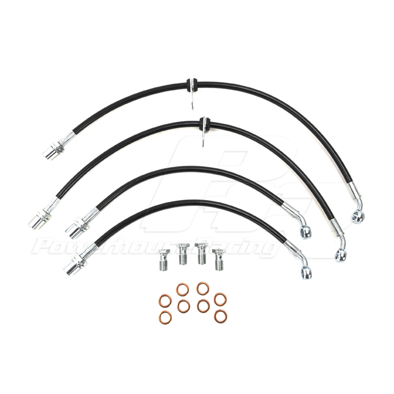 PHR Stainless Brake Line Kit for Supra Non-Turbo Calipers -Stainless braided lines with black coating -Non-Turbo Caliper
