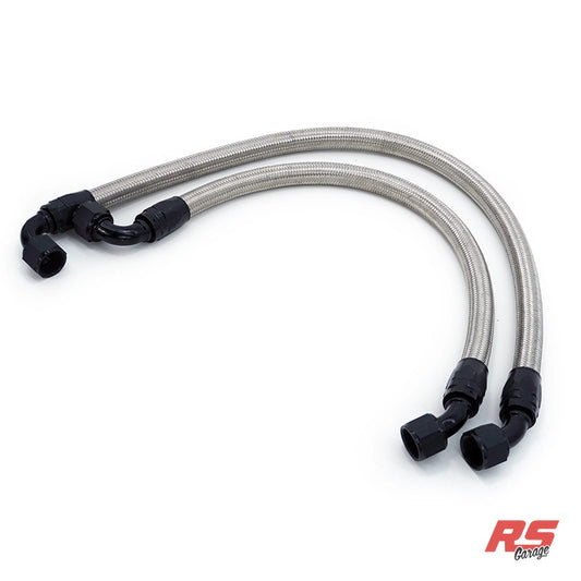 PHR -12AN Breather Lines For SC300 - PHR Rigid Ultralight Billet Valve Covers, Black braided with Black hose ends, None, -20ORB to -12AN Adapter