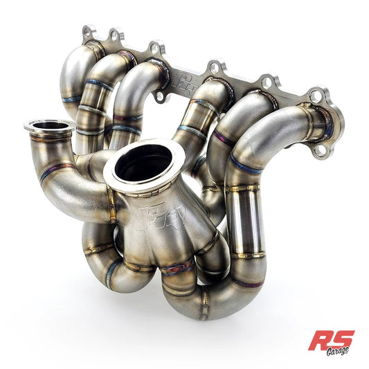 PHR V23A Turbo Manifold for 2JZ-GE - Cast, (D) Dual wastegate, Precision VH4 ("T4") or Turbosmart (2.625") V-band Inlet/Outlet (VB4.77 Flange), Dual Gate 44, 45 or 46mm, Single Scroll