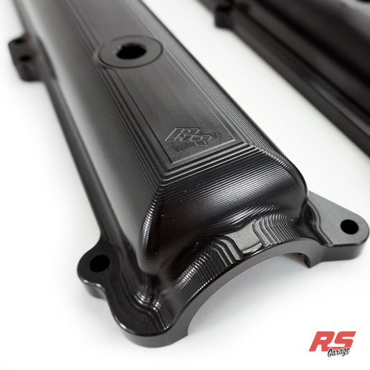 PHR Rigid Ultralight Billet Valve Covers for 2JZ, Non-VVT-i -With boss for cam sensor on intake -Black edition - Black Anodized