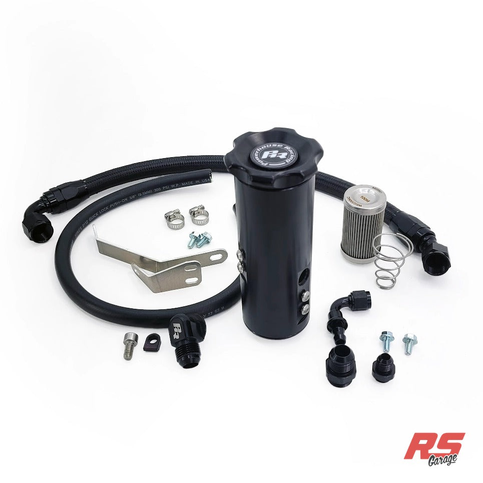 PHR Billet Power Steering Reservoir Kit for 2nd Gen GS300 -Black Edition Tank -Vented Cap -Black Hose Ends, Black Braide - Black edition, Vented, Black braided with Black hose ends