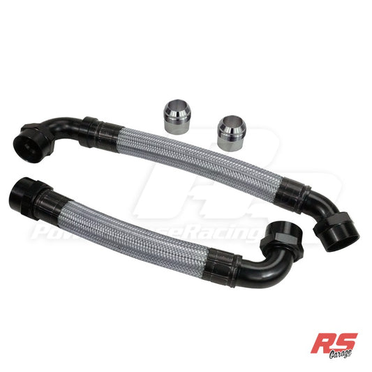 PHR Race -20AN Radiator Hose Kit for 93-98 Supra TT -Stainless braided hose, black hose ends -For electric fan setup - - Stainless braided with Black hose ends, Electric