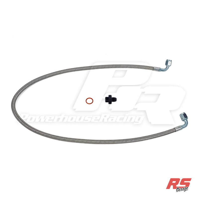 PHR Power Steering Cooler Delete Line -Stainless braided Line -Left Hand Drive - Works with PHR Billet Power Steering T - Stainless braided, (LHD) Left Hand Drive