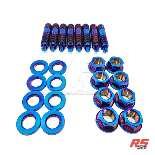 PHR Titanium Stud and Nut Kit for 2JZ Turbo Manifolds - 2JZ-GE, 6 Point, PVD Blue