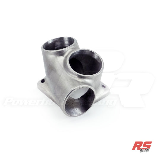Collector, 304 Stainless Steel, Billet Machined, T4 Flange, Single Scroll Two 2" SCH10 Inlets (2.16 "ID), Single WG Outl