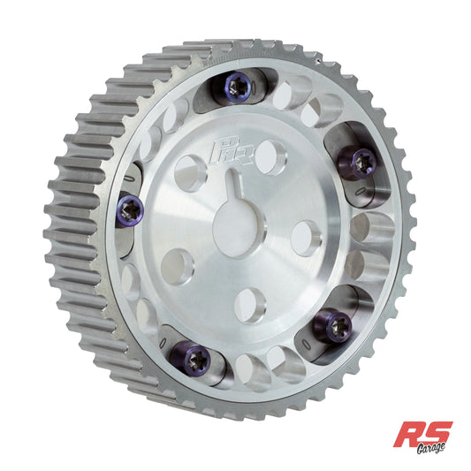 PHR Billet Titanium or Aluminum Adjustable Locking Cam Gear Builder for 2JZ/1JZ Engines - Machined Aluminum Inner, Machined Titanium Outer, Titanium "0" Degree Locks, Purple Titanium Hardware