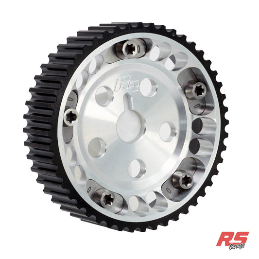 PHR Billet Titanium or Aluminum Adjustable Locking Cam Gear Builder for 2JZ/1JZ Engines - Machined Aluminum Inner, Black Titanium Outer, Stainless "0" Degree Locks, Machined Titanium Hardware
