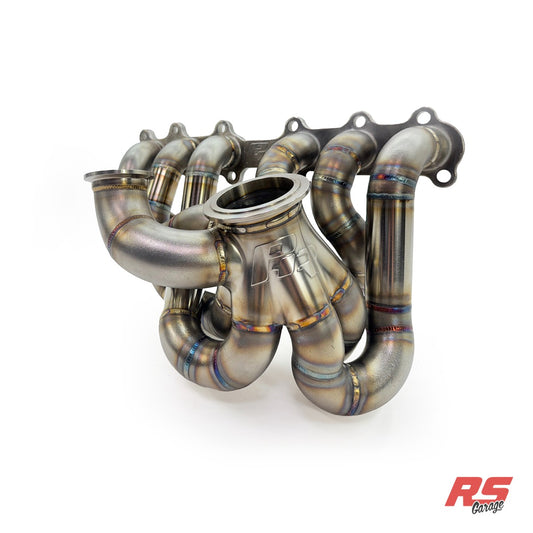 PHR V23 Turbo Manifold for 2JZ-GE - Billet, Precision VH4 ("T4") or Turbosmart (2.625") V-band Inlet/Outlet (VB4.77 Flange), Single Scroll, (D) Dual wastegate, Dual Gate 44, 45 or 46mm