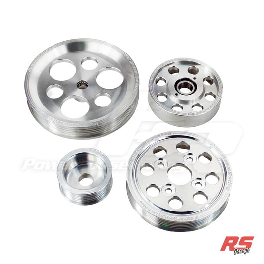 PHR 4 Piece POLISHED Billet Aluminum Pulley Set w/ idler for IS300 and 97-04 GS300 (includes Alternator, P.S. Pump, Wate