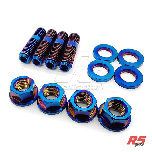 PHR Titanium Stud and Nut Kit for Manifold to Turbo (Set of 4) - M10 x 1.5, 6 Point, PVD Blue