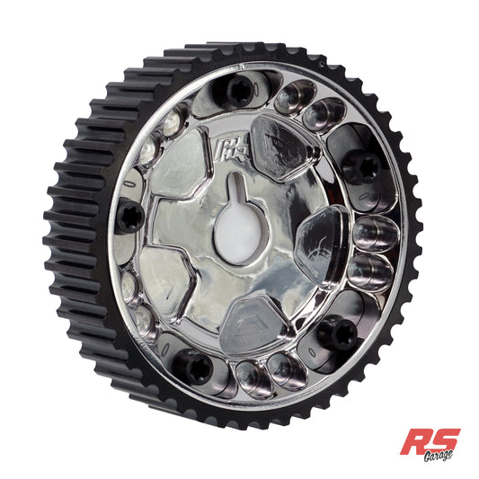 PHR Billet Titanium or Aluminum Adjustable Locking Cam Gear Builder for 2JZ/1JZ Engines - Polished Titanium Inner, Black Anodized Aluminum Outer, Titanium "0" Degree Locks, Black Titanium Hardware