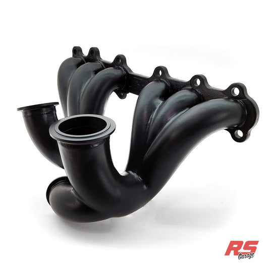 PHR V1 Turbo Manifold for 2JZ-GTE - Single Scroll, Precision VH4 ("T4") or Turbosmart (2.625") V-band Inlet/Outlet (VB4.77 Flange), (D) Dual wastegate, Dual Gate 44, 45 or 46mm, Coat Manifold 2000 Degree Black