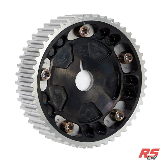 PHR Billet Titanium or Aluminum Adjustable Locking Cam Gear Builder for 2JZ/1JZ Engines - Black Titanium Inner, Machined Titanium Outer, Stainless "0" Degree Locks, Bronze Titanium Hardware
