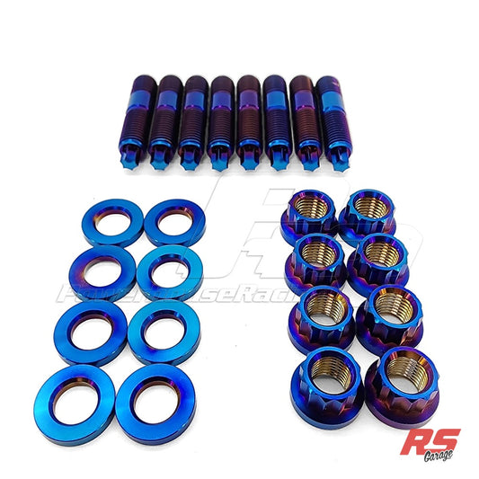 PHR Titanium Stud and Nut Kit for 2JZ Turbo Manifolds - 2JZ-GE, 12 Point, PVD Blue