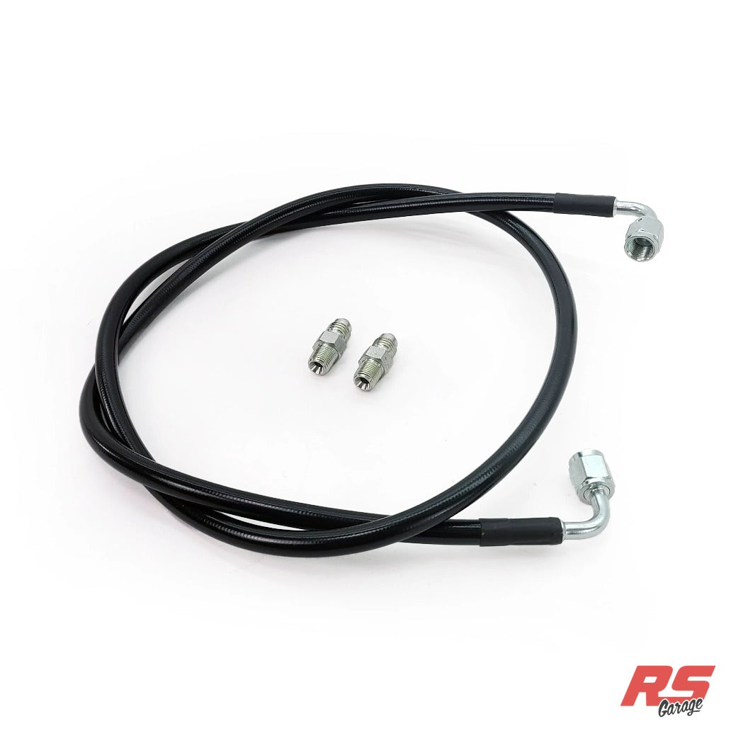 PHR Turbo Oil Feed Kit for 2jzge NA-T - Black -Stainless braided line with black coating -1/4 NPT Turbo Inlet - Stainless braided with black coating, 1/4 NPT, -4