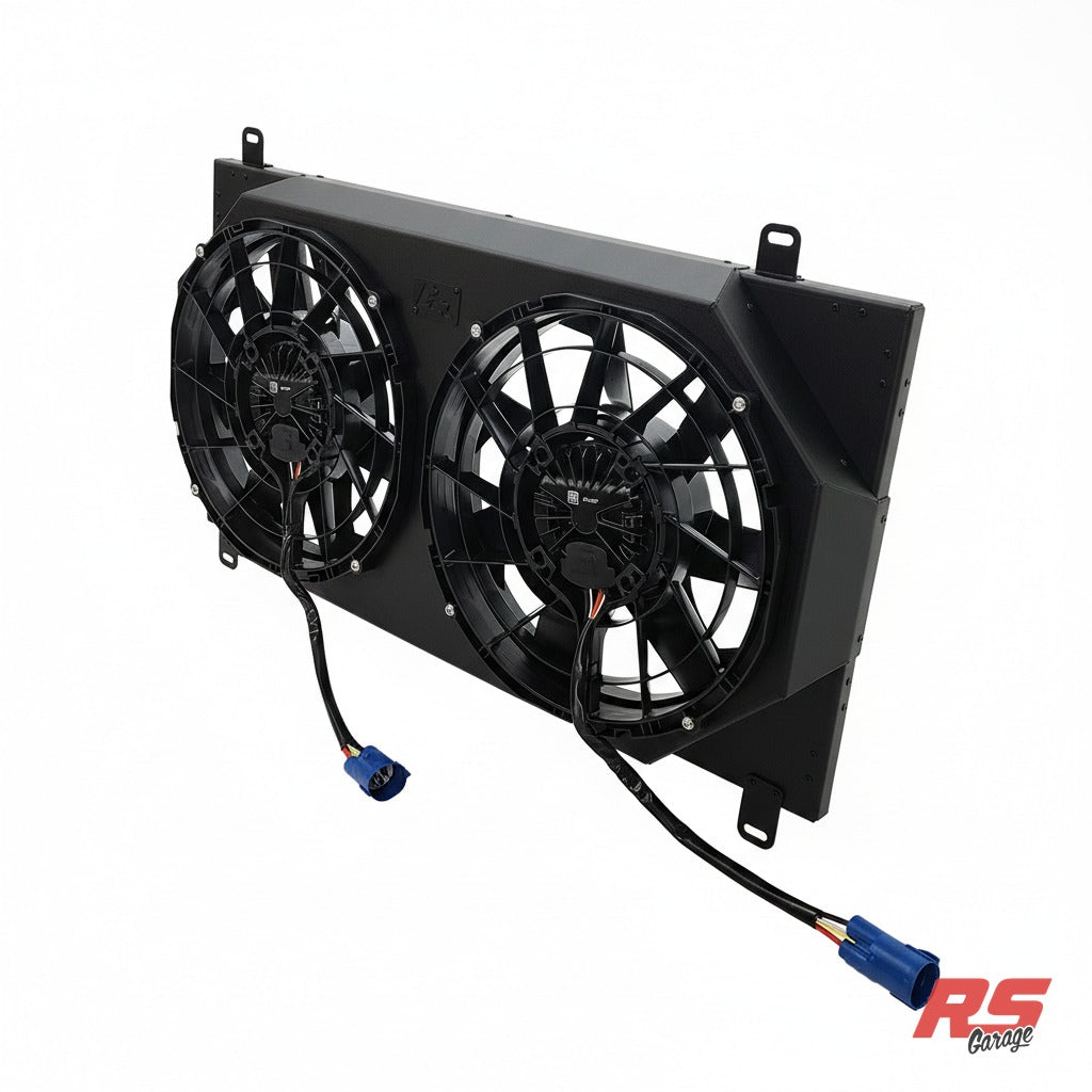 PHR Dual Brushless SPAL Fan Kit -Matte black powder coat finish - Includes 12" heavy duty SPAL fans and wiring harness