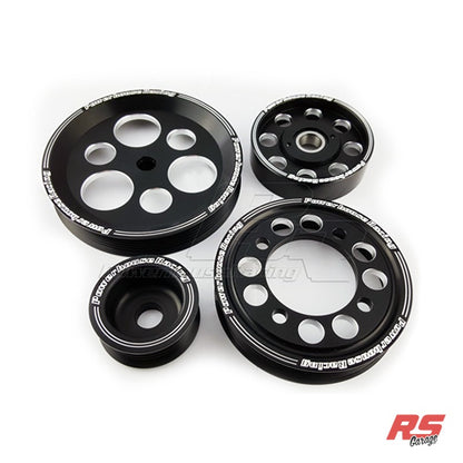 PHR 4 Piece Billet Aluminum Pulley Set for 2JZ -Black edition  - includes Alternator, P.S. Pump, Water Pump, and idler pulleys