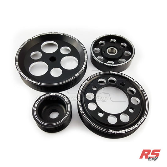 PHR 4 Piece Billet Aluminum Pulley Set for 2JZ -Black edition  - includes Alternator, P.S. Pump, Water Pump, and idler pulleys