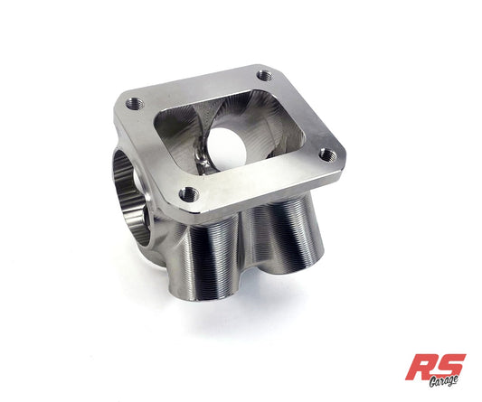 Collector, -304 Stainless Steel -Billet Machined -T4 Flange -Single Scroll -6 Inlets -1.25" SCH10 Inlets (1.44 "ID) -Si