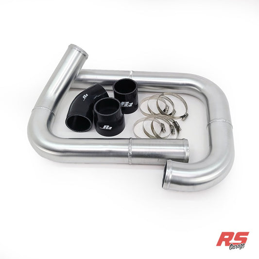 PHR 2.5" Hot Side Intercooler Pipe Kit for MKIV Supra TT -Street Torque Manifold for 2JZ-GE (NA-T) With Factory Intake M - 2JZ-GE ST-1 Using Factory Intake Manifold, S-Cover, Straight entry, Matte black powder coat