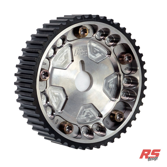 PHR Billet Titanium or Aluminum Adjustable Locking Cam Gear Builder for 2JZ/1JZ Engines - Machined Titanium Inner, Black Titanium Outer, Stainless "0" Degree Locks, Bronze Titanium Hardware