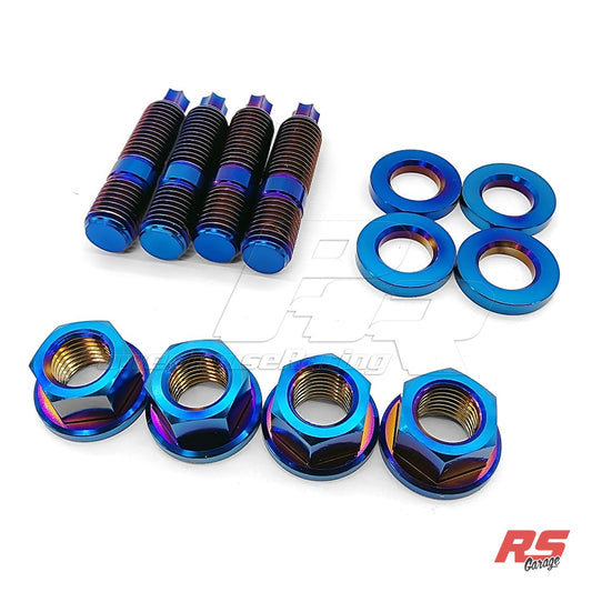 PHR Titanium Stud and Nut Kit for Manifold to Turbo (Set of 4) - M10 x 1.25, 6 Point, PVD Blue