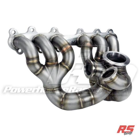 PHR V23QR Turbo Manifold for 2JZ-GE - Cast, (S) Single wastegate, Precision VH4 ("T4") or Turbosmart (2.625") V-band Inlet/Outlet (VB4.77 Flange), Turbosmart 60mm, Single Scroll