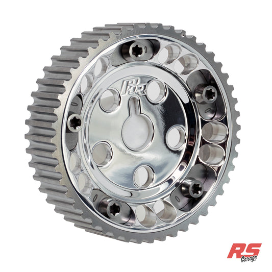PHR Billet Titanium or Aluminum Adjustable Locking Cam Gear Builder for 2JZ/1JZ Engines - Polished Aluminum Inner, Machined Titanium Outer, Titanium "0" Degree Locks, Machined Titanium Hardware