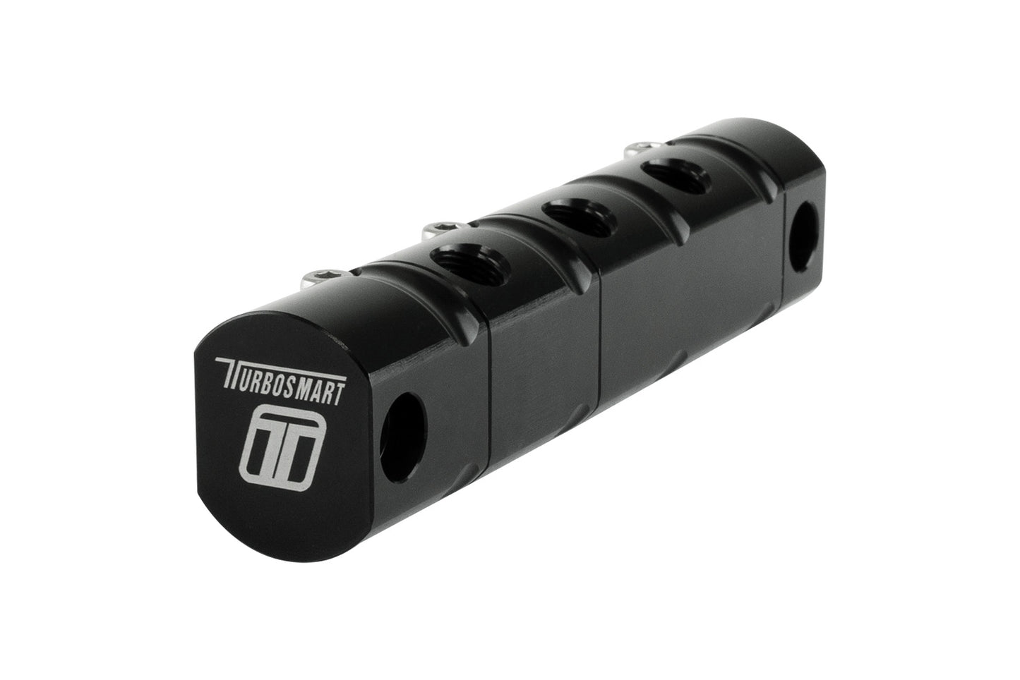TS-0704-1101 Turbosmart Modular Reference Distribution Block With 6 Shared 1/8" NPT Ports Black Anodized