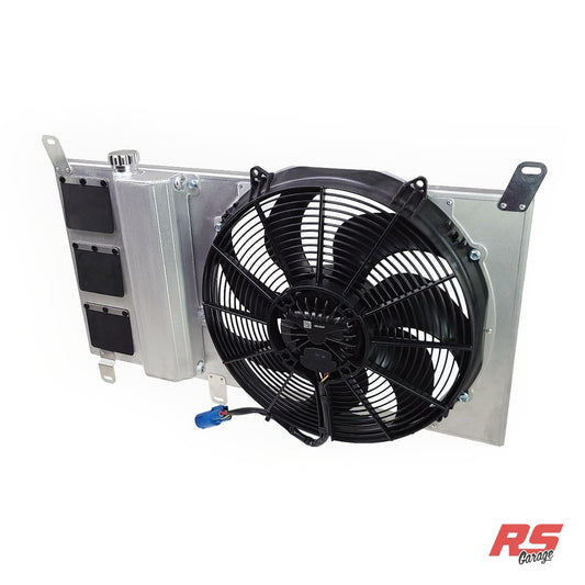 PHR SPAL 15.2" Single Brushless Fan Kit for Lexus IS300 - 15.2" Brushless, Wrinkle black powder coat, Add Attached Coolant Overflow Reservoir, No Powder Coating or Polishing, Add Wiring Harness for 15.2" Fan Only, 43A
