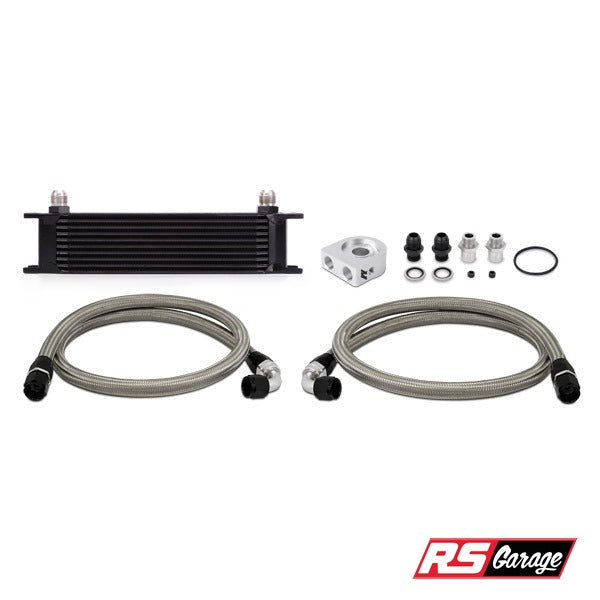 Mishimoto Universal 10-Row Oil Cooler Kit Black with 3/4"-16 and M20-1.5 Sandwich Plate Adapter