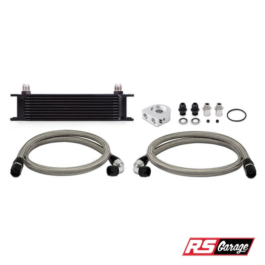 Mishimoto Universal 10-Row Oil Cooler Kit Black with 3/4"-16 and M20-1.5 Sandwich Plate Adapter