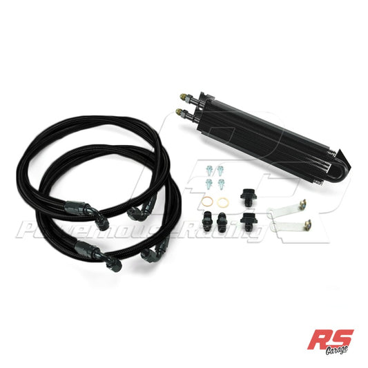 PHR Power Steering Cooler Kit for MKIV Supra - Black braided with Black hose ends, (LHD) Left Hand Drive