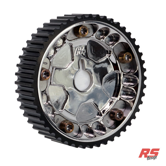 PHR Billet Titanium or Aluminum Adjustable Locking Cam Gear Builder for 2JZ/1JZ Engines - Polished Titanium Inner, Black Anodized Aluminum Outer, Titanium "0" Degree Locks, Bronze Titanium Hardware