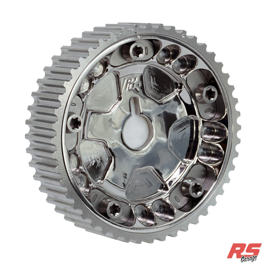PHR Billet Titanium or Aluminum Adjustable Locking Cam Gear Builder for 2JZ/1JZ Engines - Polished Titanium Inner, Machined Titanium Outer, Stainless "0" Degree Locks, Machined Titanium Hardware