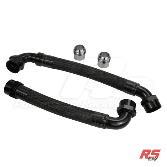 PHR Race -20AN Radiator Hose Kit for 93-98 Supra TT -Black braided hose, black hose ends -For electric fan setup - Hose - Black braided with Black hose ends, Electric