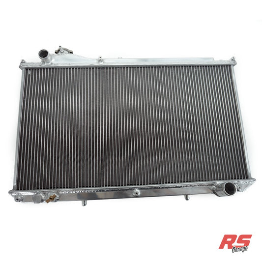 PHR Aluminum Race Radiator for 2nd Gen GS300/400 - Turbo, No Transmission Cooler, Raw, OEM hose inlet and outlet