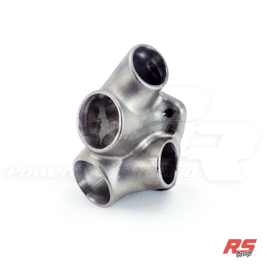 Collector, 304 Stainless Steel, Billet Machined, T4 Flange, Single Scroll Two 2" SCH10 Inlets (2.16 "ID), Dual WG Outlet