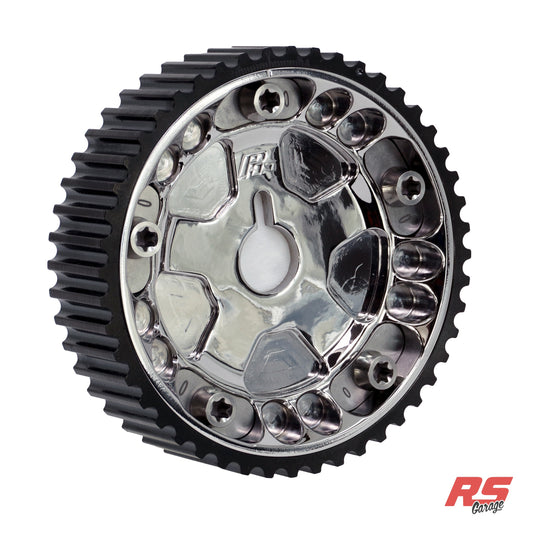 PHR Billet Titanium or Aluminum Adjustable Locking Cam Gear Builder for 2JZ/1JZ Engines - Polished Titanium Inner, Black Anodized Aluminum Outer, Titanium "0" Degree Locks, Machined Titanium Hardware