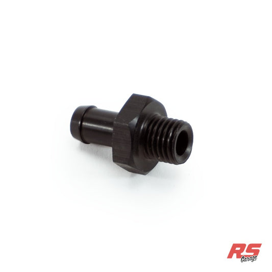 M12 x 1.5 to 5/16 hose barb, Staight, Aluminum, Anodized Black