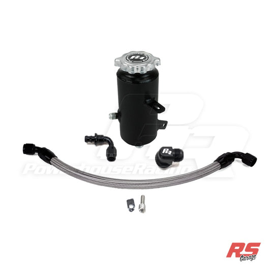 PHR Economy Power Steering Resevoir Kit -Stainless braided lines with black hose ends - Stainless braided with Black hose ends