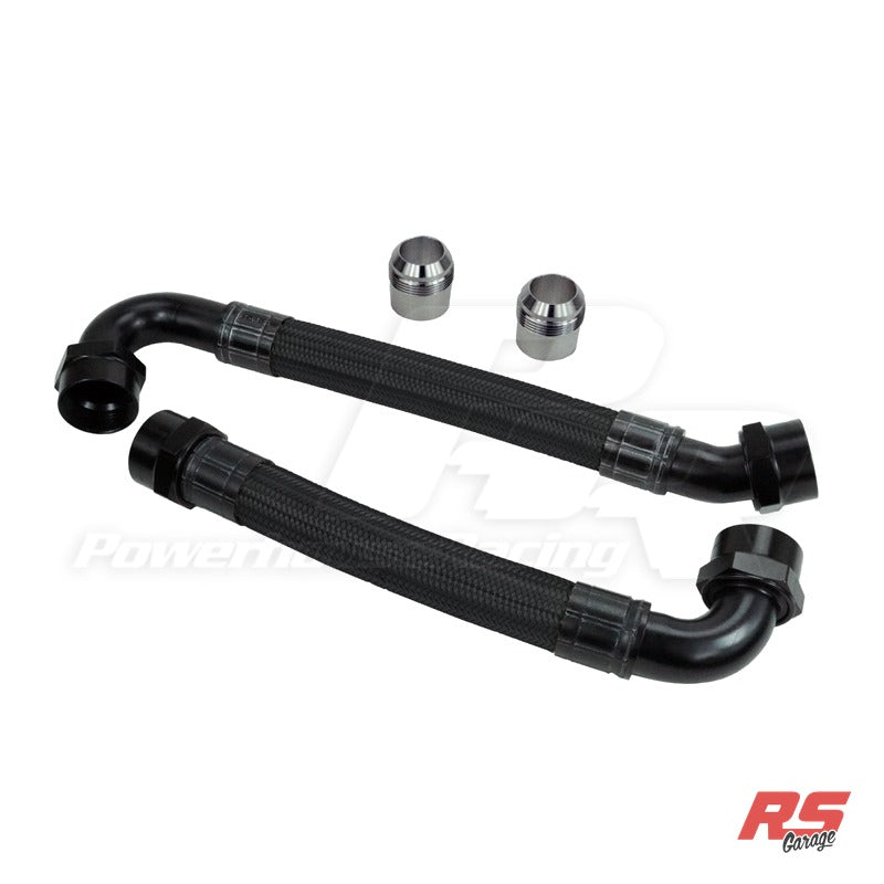PHR Race -20AN Radiator Hose Kit for 93-98 Supra TT -Black braided hose, black hose ends -For OEM mechanical fan setup - Black braided with Black hose ends, OEM Mechanical