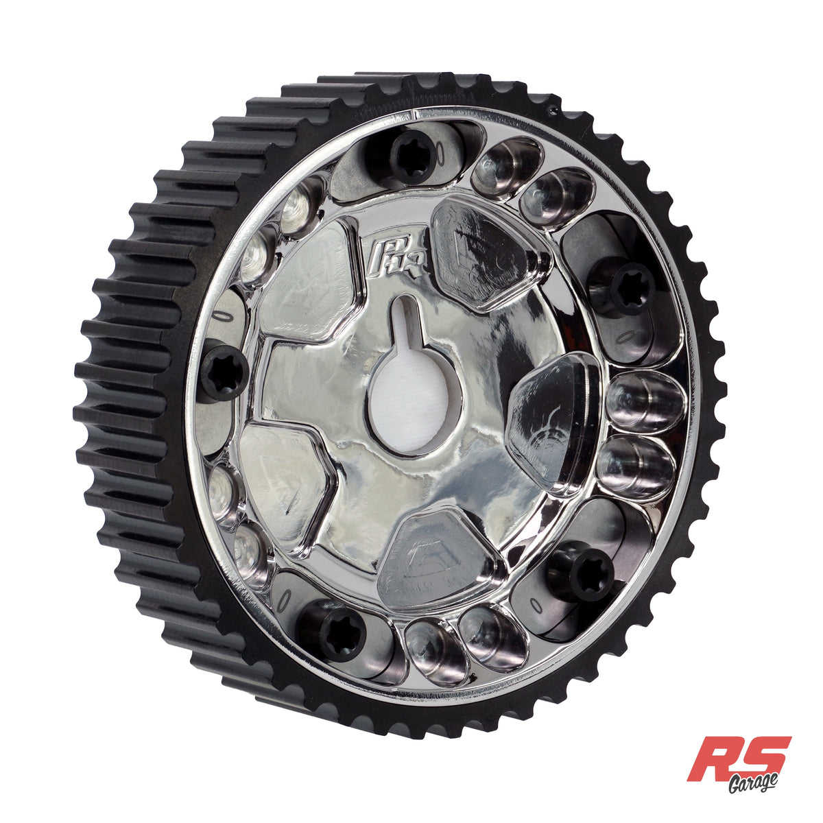 PHR Billet Titanium or Aluminum Adjustable Locking Cam Gear Builder for 2JZ/1JZ Engines - Polished Titanium Inner, Black Titanium Outer, Titanium "0" Degree Locks, Black Titanium Hardware