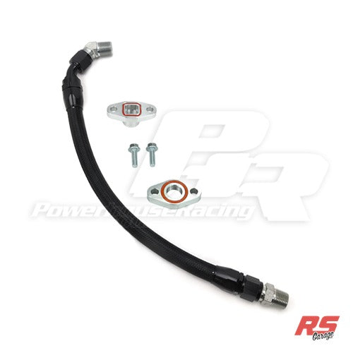 PHR Turbo Oil Drain Kit for NA-T Street Torque turbo kit -Black braided Hose with black hose ends - For NA-T Street To - Black braided with Black hose ends
