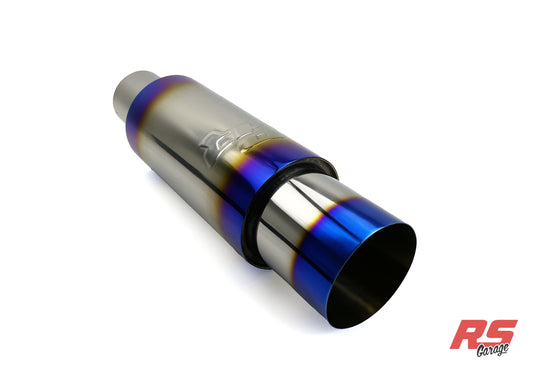 PHR Titanium Muffler -4 inch inlet diameter -6 inch diameter x 12 inches long canister -5 inch diameter x 5 inches long