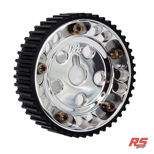 PHR Billet Titanium or Aluminum Adjustable Locking Cam Gear Builder for 2JZ/1JZ Engines - Polished Aluminum Inner, Black Titanium Outer, Titanium "0" Degree Locks, Bronze Titanium Hardware