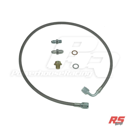 PHR Turbo Oil Feed Kit for 2jzgte for Cast Style (Street Torque) Manifold -Stainless braided line -1/4" NPT - Stainless braided, 1/4 NPT